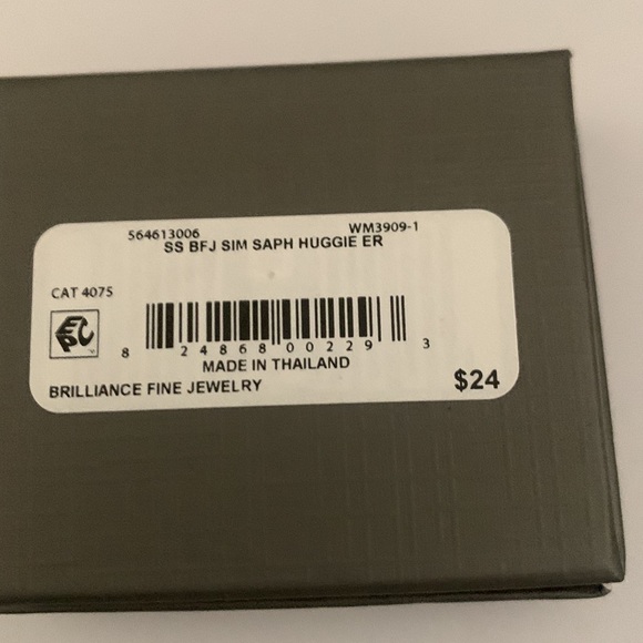 Sterling Silver Simulated Dark Blue Sapphire Earring - Picture 4 of 4